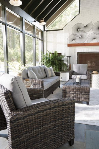 Imagen 8 de 8 de Set Muebles De Mimbre Para Jardín O Exteriores, 4 Piezas