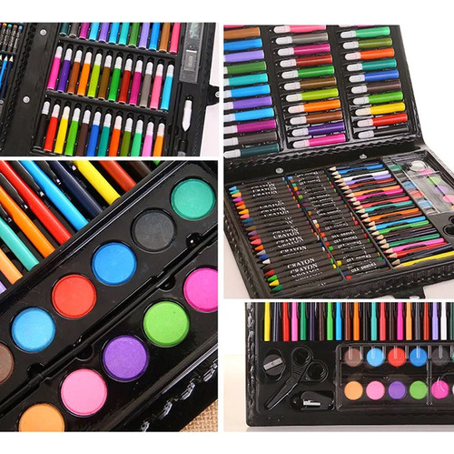 Maleta Kit De Dibujo 150 Pzas Set De Arte Unicornio Celeste