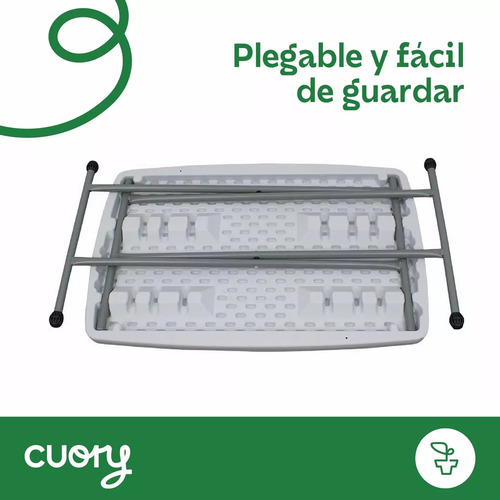 Cuory JH-S75 mesa de servicio plegable ajustable 75x50cm 3 alturas color blanco