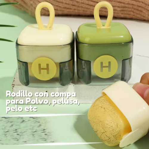 Rodillo Quita Pelusa Pelo Mascota Portátil Goma Reutilizable Color Verde Y Amarillo
