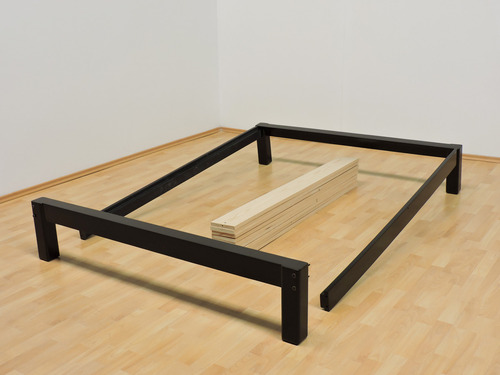 Base Para Cama Queen Size Tradicional Desarmable Laca Color Negro Muebles Gm
