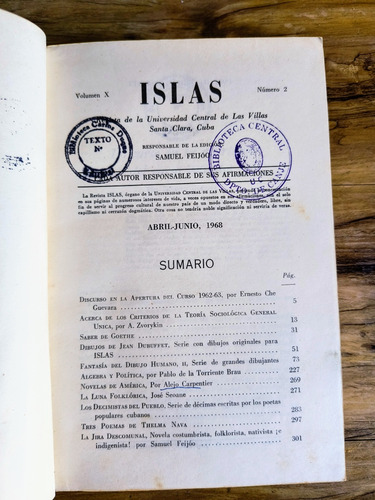 Revista Islas Volumen X Número 2, Año 1968, Cuba