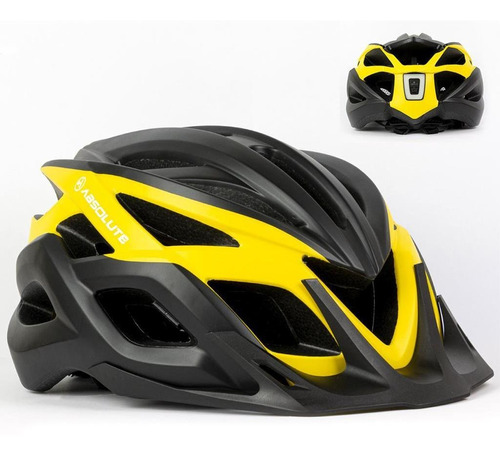 Capacete Ciclismo Absolute Wild Flash Led Integrado Usb Mtb Cor Preto - amarelo Tamanho G