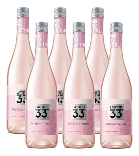 Kit 06 Un. Vinho Argentino Rosé Seco Latitud 33 Malbec 750ml