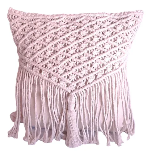 comprar Almohadon Decorativo Boho Macrame Hecho A Mano 40x40
