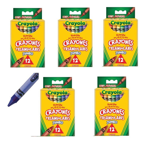 Crayones Crayola Jumbo Triangulares 60 Piezas 5 Cajas C/ 12 