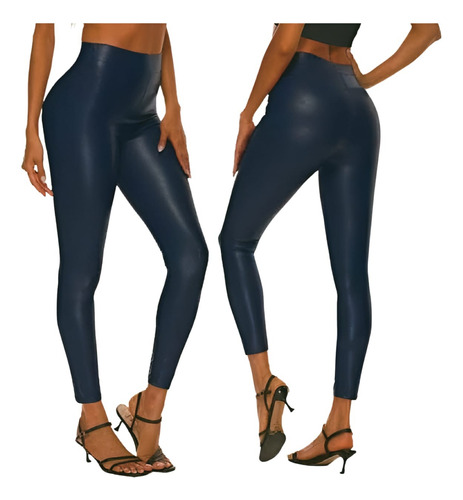 Leggins Vinipiel Afelpado Azul Para Mujer Unitalla Stretch