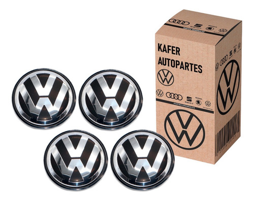 4 Tapones Centro Rin Originales De Volkswagen 60 Milimetros