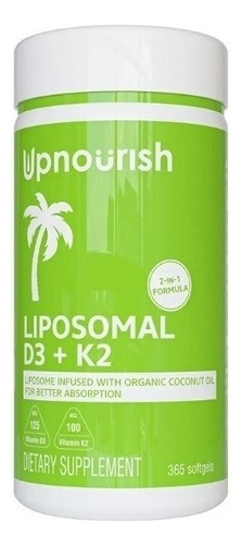 Vitamina D3 K2 Mk7 Liposomal, Upnourish, 365softgels,