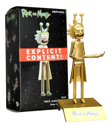 Action Figure Rick And Morty Dedo Do Meio Dourado 16cm