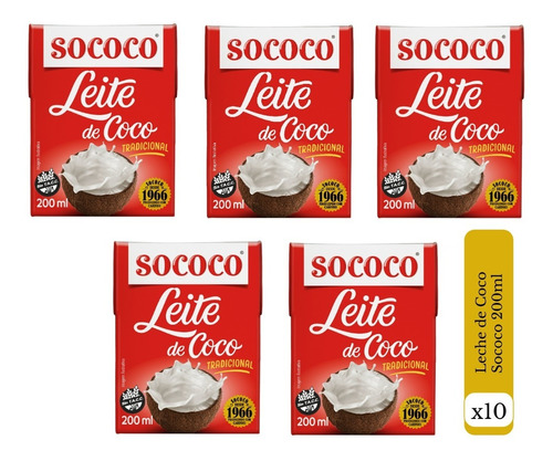 Leche Crema De Coco Sococo 200ml Pack X10 Brasil 2litros