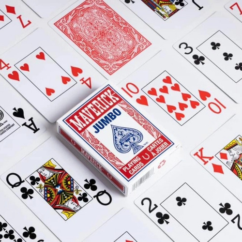 2 Barajas Poker Maverick Jumbo Index Cartas Azul Y Rojo