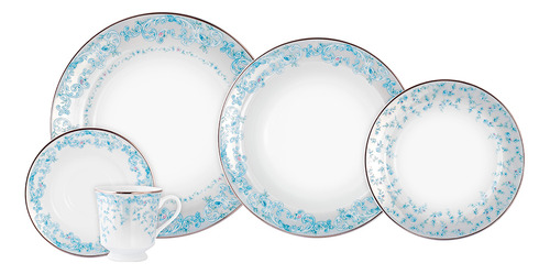 Aparelho De Jantar 30 Peças Sensile Blue Porcelana Schmidt Cor Azul-celeste Sensile Blu