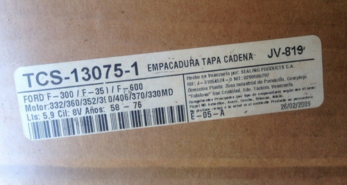 Empacadura Tapa Cadena Ford 330md 332 352 360 390 427 428