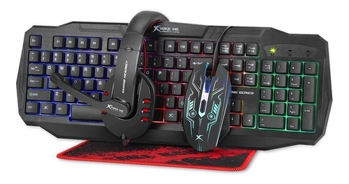 Imagen 1 de 6 de Kit de teclado y mouse gamer Xtrike Me CM-406 Inglés US de color negro