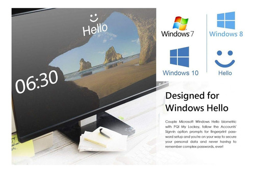 Lector De Huella Digital Usb P/windows 7,8 10 Hello, Pqi