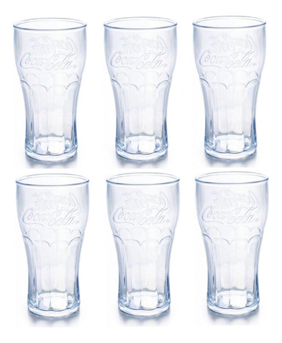 Copo Coca Cola Linha Cristal Plástico 530ml Jogo Com 6 Copos