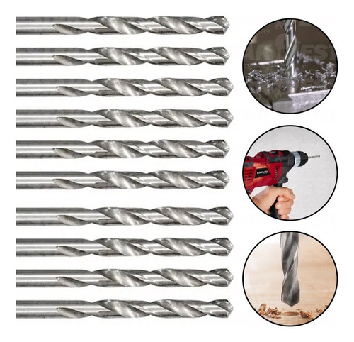 Kit de 10 brocas de metal pulido de acero de alta velocidad de 2,5 mm