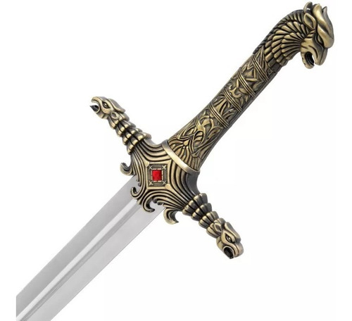 Espada Medieval Decorativa Aõ Inox Com Suporte De Parede 