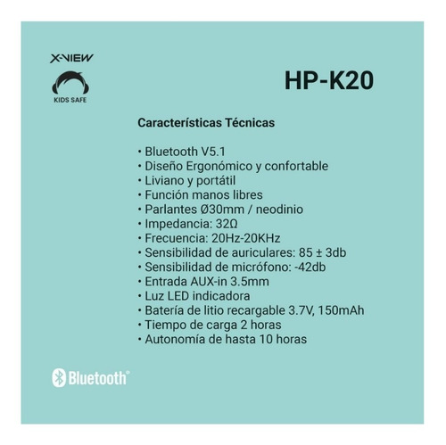 Imagen 4 de 7 de Auriculares Chicos Inalambrico Xview Con Mic Flexible Vol Li