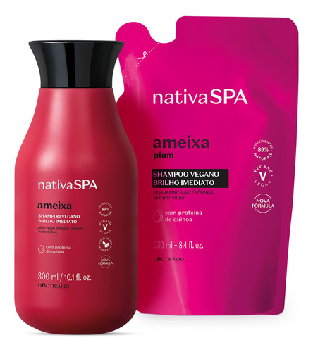  Combo Nativa Spa Ameixa: Shampoo 300ml + Refil 250ml