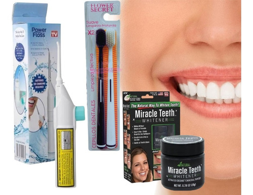 Irrigador Dental+ Polvo Blanqueador+ Cepillos Limpieza Bucal