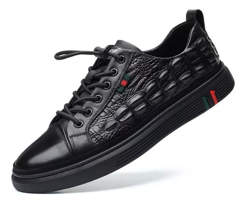 Zapatos Informales Piel Cocodrilo Nuevos Negros Para Hombre