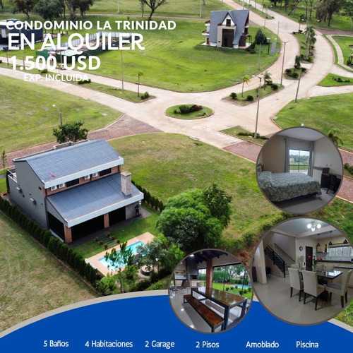 Imagen 1 de 18 de Alquilo Casa Totalmente Amoblada En El Condominio Cerrado La Trinidad: 4 Habitaciones Y 5 Baños.