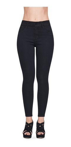 Jeans Skinny Super Stretch Tiro Alto Negro Liso Devendi