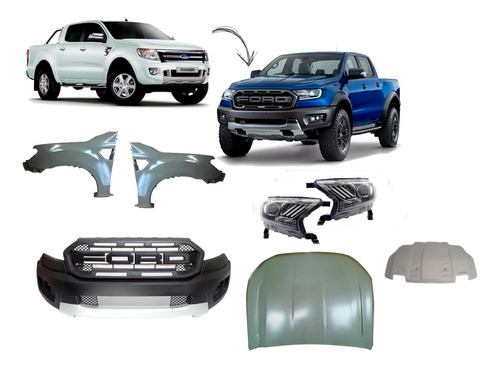Body Kit Ford Ranger 2012-2015 Upgrade A Raptor 2021(pintar)