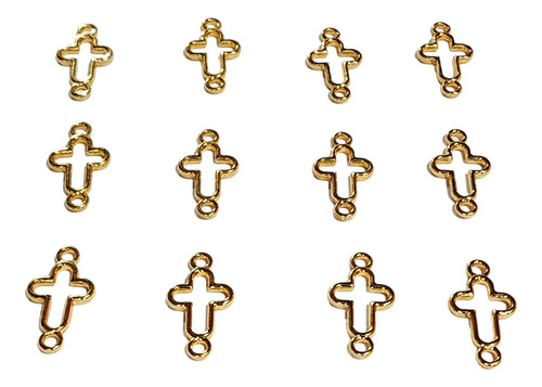 Conector Dije Cruz Chapa De Oro 18k 8mm 15 Pz 