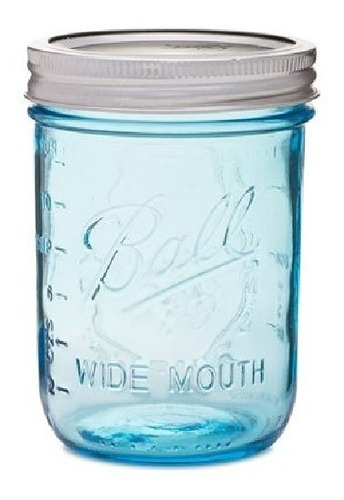 Frasco Ball Mason Jar Azul 16oz Boca Ancha Tarro Vaso