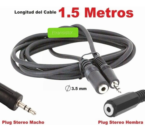 Extensión 3.5mm Stereo M-h, 1.5 M