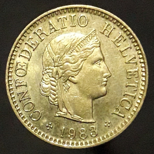 Moneda Suiza 5 Rappen 1983 