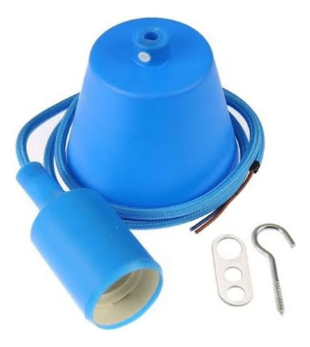 Pendente Silicone Colorido C/ Soquete Cabo Tecido Azul Claro 110V/220V (Bivolt)