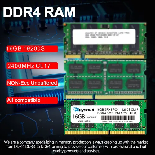 Memoria16gb Sodimm, Ddr4-2400mhz Pc4-19200 Cl17 2rx8 1.2v