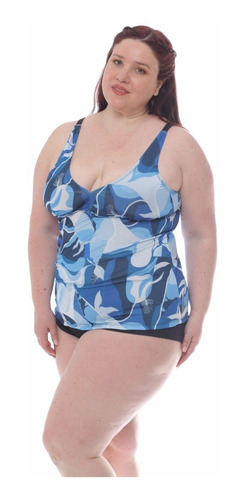 Imagen 7 de 9 de Malla Tankini Remera + Short Talle Grande Art 262