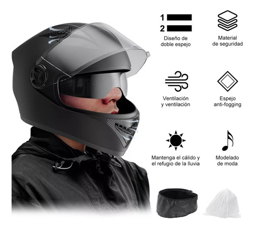 Casco Abatible Con Lente Y Gafas Polarizadas