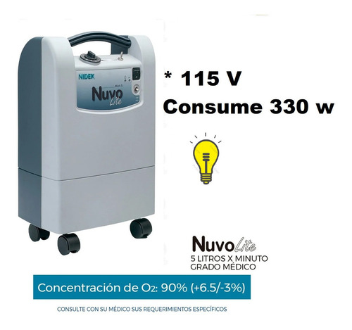Imagen 6 de 8 de Concentrador De Oxigeno 5 Litros Nuvo Lite Nidek Gradomedico