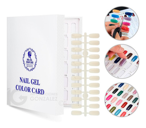 Muestrario Libro Uñas 120 Espacios Gelish Decorados +120tips Color Blanco/azul