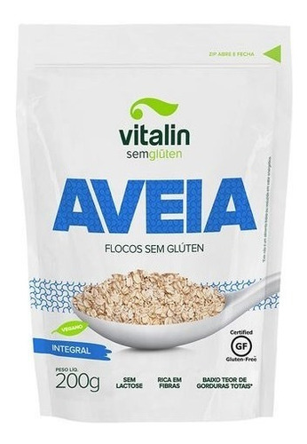 Aveia Flocos S/glúten Vegano Integral S/lactode Vitalin200g 