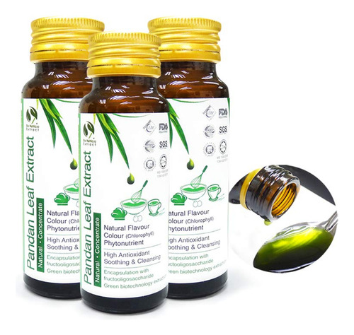 3 Botellas De Concentrado De Extracto De Hoja De Pandan Para