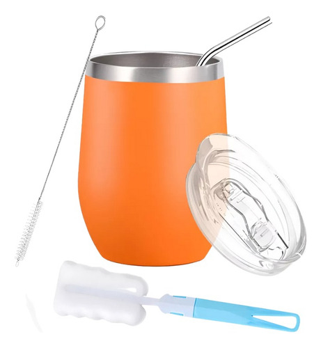 Vaso Termo 12 Onzas Acero Inoxidable Tapa Esponja Popote