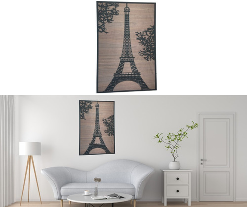 Cuadro Decorativo En Madera Mdf 3mm Torre Eiffel 90*60 Nogal
