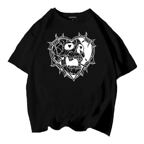 Playera Calavera Corazon Oversize Fkttsh Moda Urbana D55