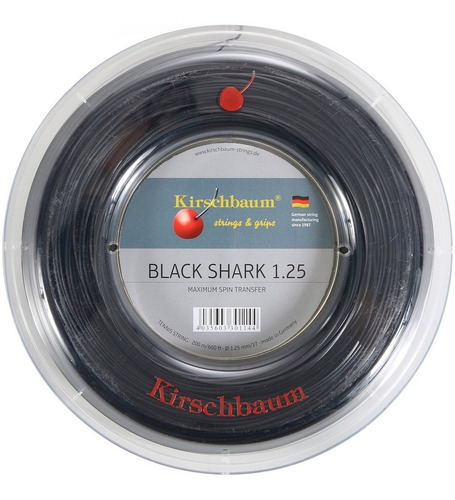 Rollo Cuerda Kirschbaum Black Shark 1.25 / 1.30 Negra 200mts Tenis Squash