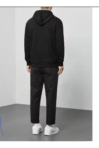 Sudadera Deportiva Con Capucha Lisa Para Hombre Negra