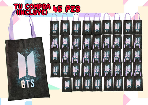 45 Bolsitas Dulceros Personalizados Tematica Bts Kpop Jin Rm Negro Bts Logo