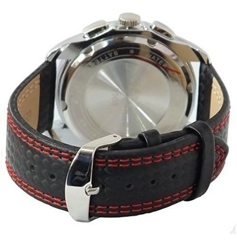 Reloj Caballeros Skmei 9106 Cuero, Negro / Rojo