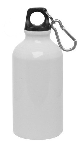 Botella Sublimable Aluminio 400ml Blanca Con Mosquetón